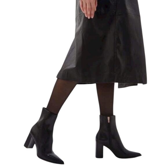 Mango Pointed Toe Block Heel Ankle Boots Black Size 37/ 6.5 - Picture 2 of 12